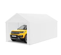 LZQ Tenda da garage 3 x 6 m - garage per tenda da garage e tenda in vimini con telo PE - Rinforzo del tetto, pareti laterali rimovibili, telaio del pavimento, robusto riparo per auto, SUV, camion