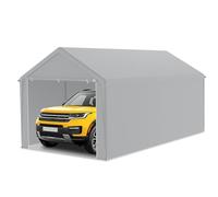 LZQ Tenda da garage 3 x 6 m - garage per tenda da garage e tenda in vimini con telo PE - rinforzo del tetto, pareti laterali rimovibili, telaio del pavimento, robusto riparo per auto, SUV, camion