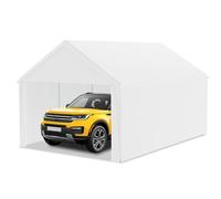 LZQ Tenda da garage 4 x 6 m - garage per tenda da garage e tenda in vimini con telo PE - Rinforzo del tetto, pareti laterali rimovibili, telaio del pavimento, robusto riparo per auto, SUV, camion