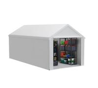 LZQ Tenda da magazzino, 3 x 6 m, tenda per attrezzature, casetta degli attrezzi e garage con robusto telo in polietilene, resistente alle intemperie, con rinforzo sul tetto e telaio per attrezzi