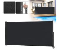 LZQ Tenda da sole laterale allungabile, protezione solare, antivento, impermeabile, in poliestere, con supporto da parete in alluminio, (120 x 300 cm, antracite)