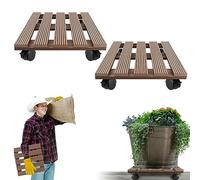 LZQ WPC - Rullo per piante rettangolare, 30 x 30 cm, con ruote, per interni ed esterni, 2 pezzi, colore: Marrone