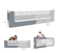 LZQ Zanzariera per letto per bambini, pieghevole, protezione contro le cadute, per letto dei bambini, protezione contro le cadute (grigio scuro + grigio chiaro, 200 cm)