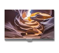 LZQPOEAS Antelope Canyon Porta biglietti da visita per uomini e donne Custodia professionale in acciaio inossidabile sottile con custodia a portafoglio per biglietti da visita in alluminio per ufficio