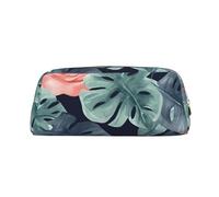 LZQPOEAS Astuccio in pelle con motivo monstera con acquerello, borsa da viaggio per trucchi e trucchi, borsa organizer per donne e uomini, Oro, One Size, Stampa