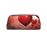 LZQPOEAS Astuccio in pelle per penne da viaggio per San Valentino, borsa per trucchi con cerniera, borsa organizer per donne e uomini, Argento, One Size, Stampa