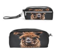 LZQPOEAS Astuccio per penne con lama in alpaca, trousse per cosmetici, in pelle PU, astuccio piccolo e morbido per il trucco, con cerniera, impermeabile, porta pennelli da trucco per donne, uomini