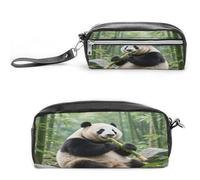 LZQPOEAS Astuccio per penne con panda gigante, trousse per cosmetici in pelle PU, astuccio piccolo e morbido per il trucco, con cerniera, impermeabile, porta pennelli da trucco per donne e uomini