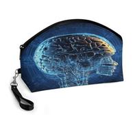 LZQPOEAS Beauty case da viaggio con intelligenza artificiale con cervello di grande capacità, borsa da viaggio per donne, pelle PU impermeabile, borsa da toilette portatile aperta piatta per prodotti