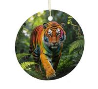 LZQPOEAS Ciondolo rotondo in ceramica a forma di animale della giungla, ornamento da appendere per festival, decorazione per la casa in ceramica su entrambi i lati, leggero e resistente, regalo per