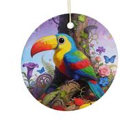 LZQPOEAS Ciondolo rotondo multicolore in ceramica da appendere alla giungla, ornamento da appendere per festival, decorazione per la casa in ceramica su entrambi i lati, leggero e resistente, regalo