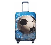 LZQPOEAS Copertura elastica lavabile per valigie con stampa a palloni da calcio, alla moda, adatta per bagagli da 45-81 cm, Nero , XL