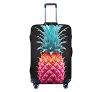 LZQPOEAS Copertura per bagagli con stampa ananas colorata elastica lavabile copertura per valigie protettore per bagagli da viaggio alla moda adatta per bagagli da 45-81 cm, Nero , L
