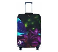 LZQPOEAS Copertura per bagagli con stampa floreale e farfalle, elastica, lavabile, alla moda, adatta per bagagli da 45,7 a 81,7 cm, colore: blu e viola, Nero , S