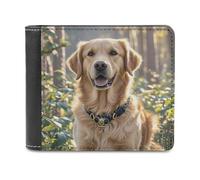 LZQPOEAS Golden Retriever Portafoglio Bifold per Donne Uomini Portafoglio Sottile Piccolo Billfold Minimalista Tasca Frontale Sottile PU Pelle Porta Carte