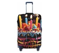 LZQPOEAS Happy Birthday Big Cake Print Copertura per bagagli elastica lavabile copertura per valigie protezione per bagagli da viaggio alla moda adatta per bagagli da 45-81 cm, Nero , L