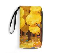 LZQPOEAS Pochette dorata della giungla, piccola e squisita borsa lunga in pelle PU, regalo per amici, tasca portamonete con cerniera con motivi, borsa da polso per uso quotidiano
