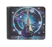 LZQPOEAS Portafoglio bifold per chitarra elettrica magica per donne e uomini portafoglio sottile piccolo Billfold minimalista tasca frontale sottile porta carte in pelle PU