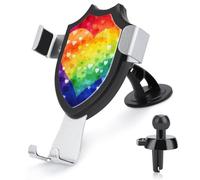 LZQPOEAS Supporto universale per telefono cellulare da auto con cuore arcobaleno colorato per cruscotto parabrezza bocchetta dell'aria, supporto girevole regolabile per auto, compatibile con tutti gli