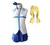 Lzrong Cosplay Lucy Heartfilia - Costume da marinaio con parrucca, senza maniche, per carnevale, Halloween, feste, uniforme per ragazze e donne