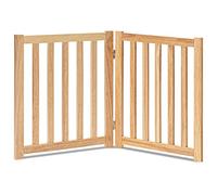 LZRS Cancello per cani pieghevole a 2 pannelli in legno massiccio, altezza 61 cm, per porte, scale e piccoli spazi, per interni, naturale