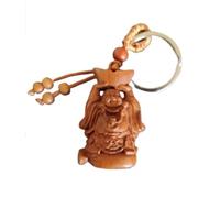 LZTDSBX Collana Spirituale, 1 Portachiavi con Statua del Buddha Maitreya in Miniatura, Portachiavi con Incisione Tridimensionale in Mogano, Portachiavi con Ciondolo Che Ride