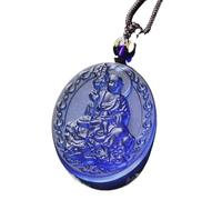 LZTDSBX Collana Spirituale, Collana con Statua del Buddha Bodhisattva Ksitigarbha, Collana in Vetro colorato Crystal Tang, Collana delle offerte, 1 pz.(Blue)