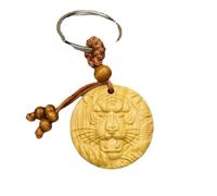 LZTDSBX Collana Spirituale, Portachiavi con Statuette a Forma di Testa di Tigre, in Legno Tridimensionale, con Incisione, Scultura di Animali, Decorazione for Chiavi di Auto, 1 Pezzo