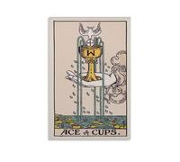 LZTEN Ace Of Cups - Poster vintage con stampa di tarocchi e astrologia su tela, decorazione artistica da parete, senza cornice, 30,5 x 45,7 cm
