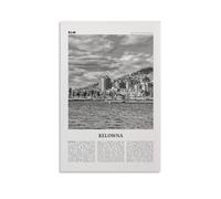 LZTEN Kelowna, stampa in bianco e nero, Kelowna, poster Kelowna, Kelowna, decorazione da parete Kelowna, mappa di Kelowna, British Columbia, Canada