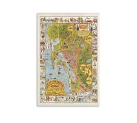 LZTEN Poster vintage con stampa della città di San Diego, storia romantica e umorismo di San Diego, stampa su tela artistica da parete, pittura a olio, 30 x 45 cm