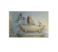 LZTEN Stampa artistica da parete con stampa di Michael "Running the Bath" di Michael Wall Art Parkes su tela, pittura ad olio, decorazione senza cornice, 40,6 x 61 cm