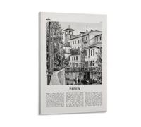 LZTEN Stampa di Padova in Bianco e Nero, Arte Murale, Poster, Foto, Mappa di Padova, Italia - Tela Incorniciata 30,5 x 45,7 cm