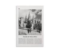 LZTEN Stampa di Palma di Maiorca con Cattedrale in bianco e nero, stampa di Palma di Maiorca, arte della parete di Palma, poster di Palma, foto di Palma, Spagna, Maiorca España Canvas Wa