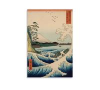 LZTEN Stampa giapponese Ukiyo-e Utagawa Hiroshige - Il mare a Satta, Provincia di Suruga, poster su tela da parete, pittura ad olio, Deco senza cornice, 40,6 x 61 cm
