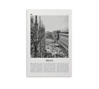 LZTEN Stampa Milano in Bianco e Nero - Downtown Wall Art, Poster, Foto, Decor - City Art Print, Italia Canvas Wall