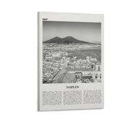 LZTEN Stampa Napoli Bianco e Nero Oceano, Wall Art, Poster, Foto, Decorazione Murale, Italia, Europa Tela