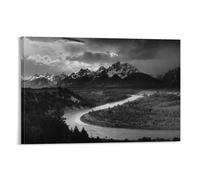 LZTEN The Tetons And The Snake River di Ansel Wall Art Adams stampe poster su tela pittura ad olio Deco incorniciato 50,8 x 76,2 cm