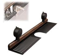 LZTET Mensola Da Bagno Con Ventosa In Noce,Organizer Per Lavello Parete,Rimovibile E Impermeabile,Senza Foratura,Portaoggetti Legno Rubinetti,Per Accessori Cucina Bagno(40cm,Black)