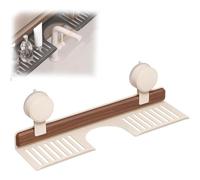 LZTET Mensola Da Bagno Con Ventosa In Noce,Organizer Per Lavello Parete,Rimovibile E Impermeabile,Senza Foratura,Portaoggetti Legno Rubinetti,Per Accessori Cucina Bagno(50cm,White)