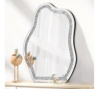 Lzuso Specchio Asimmetrico Crystal Bling per Parete Irregolare - Nuvola Moderno Argento Crush Diamond Decorativo per Casa, Bagno, Camera da Letto, Ingresso, Corridoio