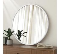 Lzuso Specchio circolare con cornice in metallo Specchio circolare montato a parete Artful per ingresso Bagno Vanity Living Room Bedroom Decoration White 50x50cm