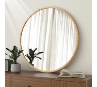 Lzuso Specchio circolare per parete, bagno, specchio rotondo, anticato, per ingresso, soggiorno, corridoio, cornice decorativa in metallo, colore oro, 60 x 60 cm