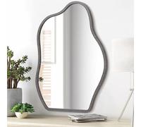 Lzuso Specchio da parete asimmetrico appeso oro argento irregolare cornice in legno specchio da parete moderna arte unica specchio a onde decorazione bagno vanità camera da letto soggiorno ingresso 20