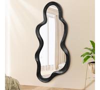 Lzuso Specchio da parete con cornice in legno irregolare moderna, specchi asimmetrici unici a forma di nuvola, decorazione murale artistica, unica, per bagno, camera da letto, soggiorno, ingresso
