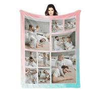 LZXSXZ Coperta Personalizzata Coperta Personalizzata con Foto e Testo, Coperta Personalizzata con 1-9 Collage di Foto, Coperta Personalizzata con Immagini Memorabile Festa della Mamma Festa del papà