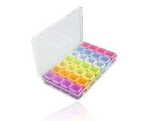 LZYDKH Diamond Painting Accessori, Contenitori per Perline 28 Scomparti Scatola Plastica con Coperchio Piccola 5D Scatola a Scomparti per Nail Art Strass e Gioielli Fai da Te