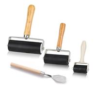 LZYDKH Set di 3 pezzi di stampa linoleica, rullo con 1 raschietto, rullo di gomma durevole, per stampa grafica, stampaggio, carta da parati e artigianato (3,5 cm, 6 cm, 10 cm)