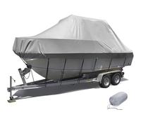 LZYKNIK Coperchio di Barca di Livello Marino da 600D-Design T-Top Impermeabile, Copertura di stoccaggio Resistente ai Raggi UV/dissolvenza per Le Barche della Console Centrale,Grigio,14~16FT~V