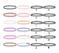 LZYMSZ 24PCS Collana Choker Set, Stretchable Elastic Girl's Chokers Set, Colorful Necklace Pendant Set for Women Girls Kids Teen Female